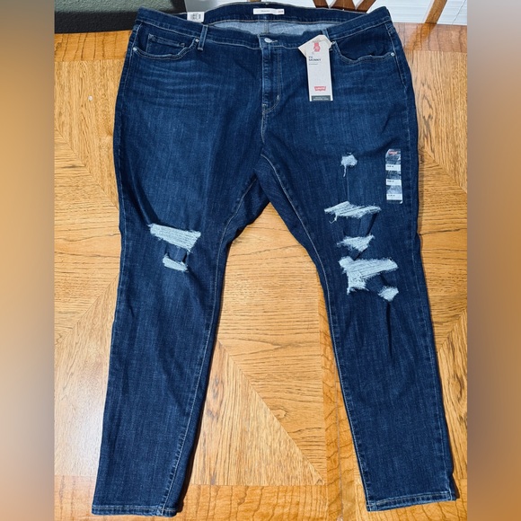NEW LEVI’S 711 PLUS SIZE SKINNY MID RISE DESTRUCTED ANKLE JEANS - Picture 5 of 14